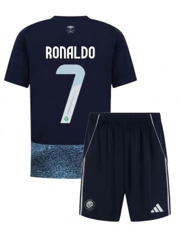 Al-Nassr Cristiano Ronaldo #7 Replika Borta Kläder Barn 2025-26 Kortärmad (+ byxor)